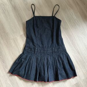 Pilcro Anthropologie Sleeveless Pleated Denim Romper